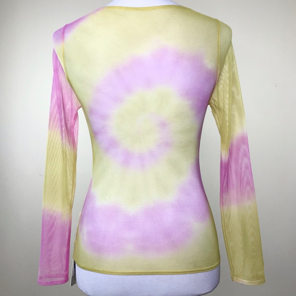 Collina Strada Pink Tie Dye Top Blouse Size S 4 6 Sheer Sexy Couture Net Retro - Picture 4 of 8